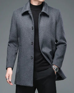 Mens woolen business casual overcoat