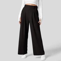 Women's Solid Wide Leg Pants For Work Business