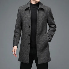 Mens woolen business casual overcoat