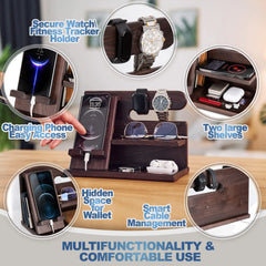 Phone Docking Station Ash Wood Phone Wallet Organizer for Office Gifts for Men