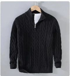 Men's Casual Half Turtleneck Zipper Sweater