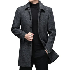 Mens woolen business casual overcoat