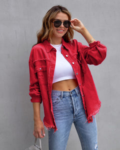 Ripped Shirt Jacket Casual Tops