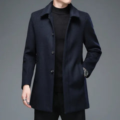 Mens woolen business casual overcoat