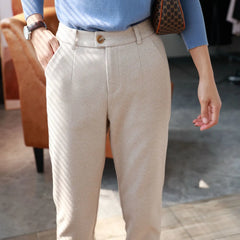 High Waist Slim Feet Suit Pants Loose Casual