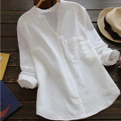 Casual, Loose Shirt made of Linen-Cotton