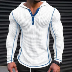 Mens Casual Long Sleeve Buttoned Hoodies Tees