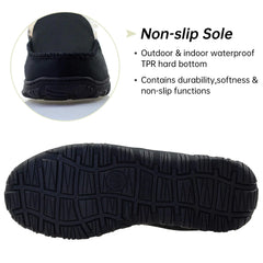 Vonair Mens Moccasin Slippers Indoor Outdoor Slip on Warm House Shoes Breathable Moccasins for Men 10 Black