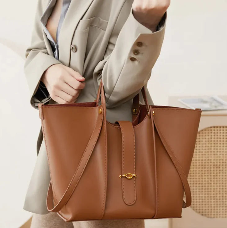 womens elegant essential travel leather tote