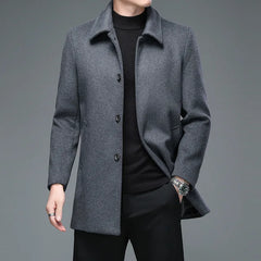 Mens woolen business casual overcoat