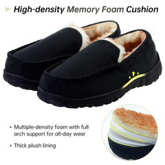 Vonair Mens Moccasin Slippers Indoor Outdoor Slip on Warm House Shoes Breathable Moccasins for Men 10 Black