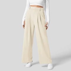 Women's Solid Wide Leg Pants For Work Business