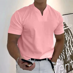 Mens Casual Short Sleeve V-Neck Shirt