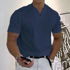 Mens Casual Short Sleeve V-Neck Shirt