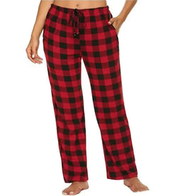 Women's Stretch Plaid Casual Pants With Pockets