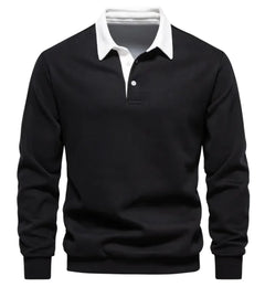 Men's Fashion Casual Versatile Long Sleeves Polo Collar Sweater