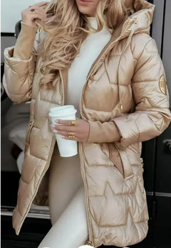 Elegant Winter Hooded Down Jacket Cardigan Coat