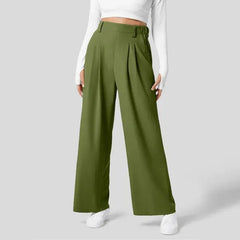 Women's Solid Wide Leg Pants For Work Business