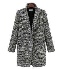 Women's European Houndstooth Wool Coat