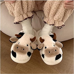 Home Cartoon Cow Fur Cotton Slippers