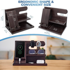 Phone Docking Station Ash Wood Phone Wallet Organizer for Office Gifts for Men