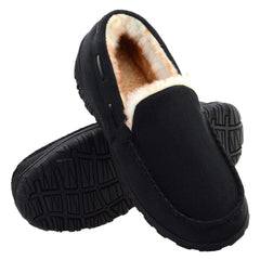 Vonair Mens Moccasin Slippers Indoor Outdoor Slip on Warm House Shoes Breathable Moccasins for Men 10 Black