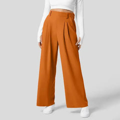 Women's Solid Wide Leg Pants For Work Business