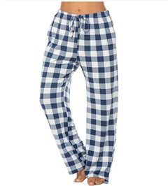 Women's Stretch Plaid Casual Pants With Pockets