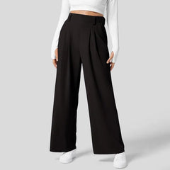 Women's Solid Wide Leg Pants For Work Business