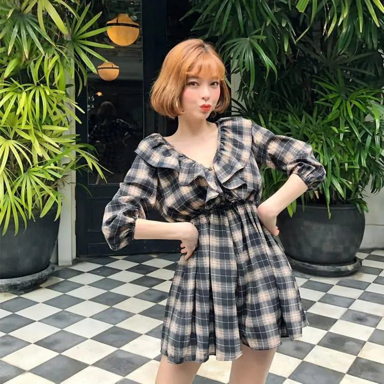 Women's Checkered Plaid Dress