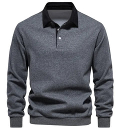 Men's Fashion Casual Versatile Long Sleeves Polo Collar Sweater