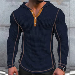 Mens Casual Long Sleeve Buttoned Hoodies Tees