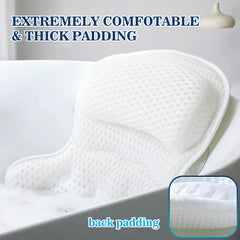 Bath Pillow Bathtub Pillow, Luxury Bath Pillows for Tub Neck and Back Support, Bath Tub Pillow Headrest with Soft 4D Mesh Fabric and Non-Slip Suction Cups, Relaxing Bath Accessories Spa Gifts