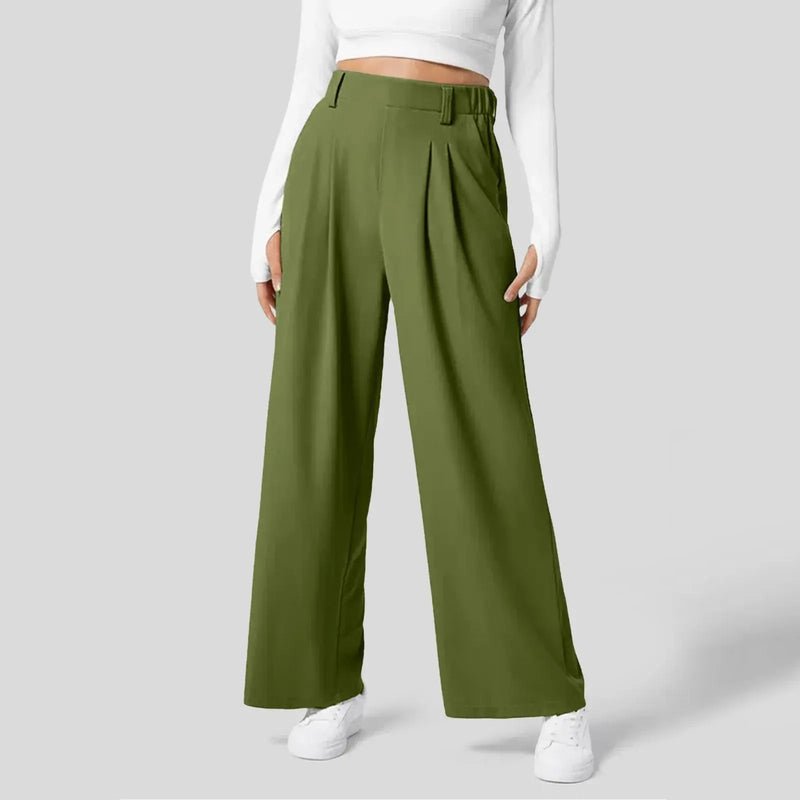 Women's Solid Wide Leg Pants For Work Business