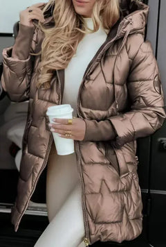 Elegant Winter Hooded Down Jacket Cardigan Coat