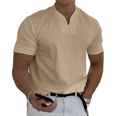 Mens Casual Short Sleeve V-Neck Shirt